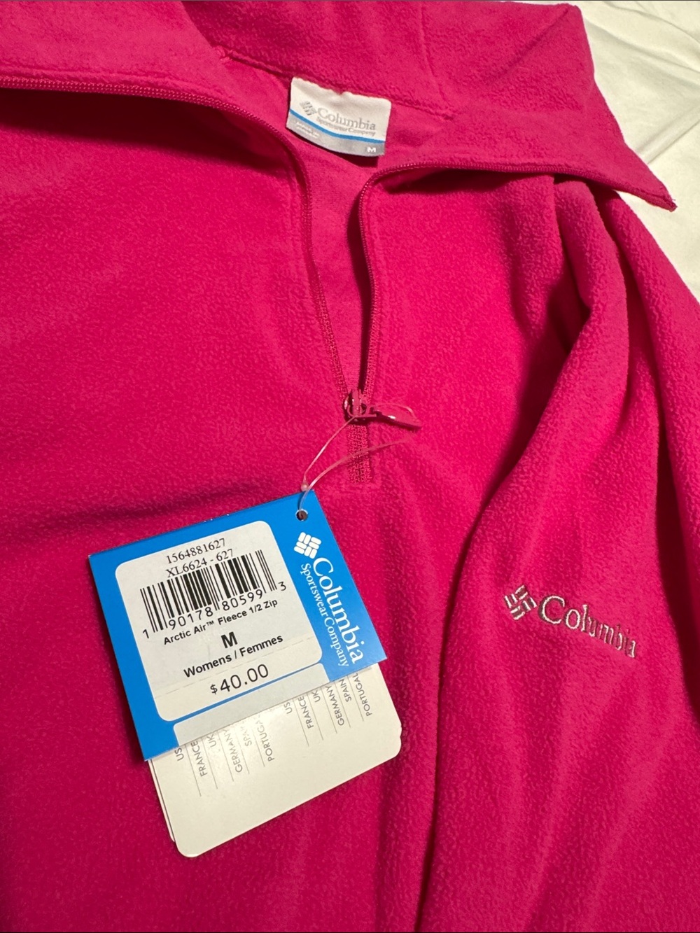 NWT Columbia Women’s Bright Hot Pink Fleece Half-Zip Jacket